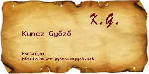 Kuncz Győző névjegykártya